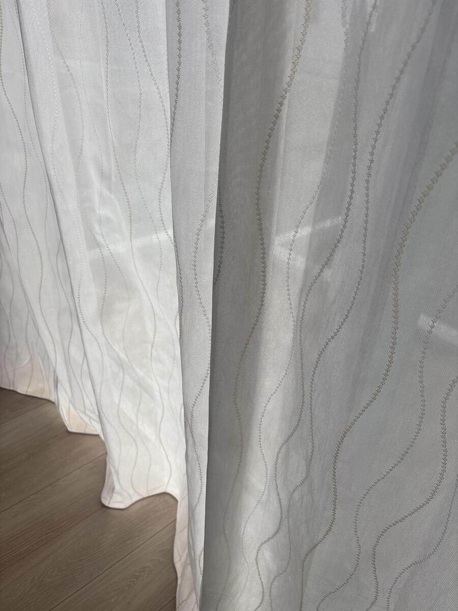 【ミラー・遮熱・ＵＶカット】ウェーブ レースカーテン JD-68009R ベージュ