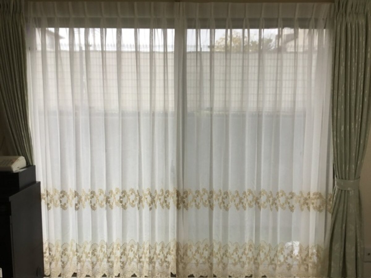 エレナ レースカーテン J-92587 ゴールド