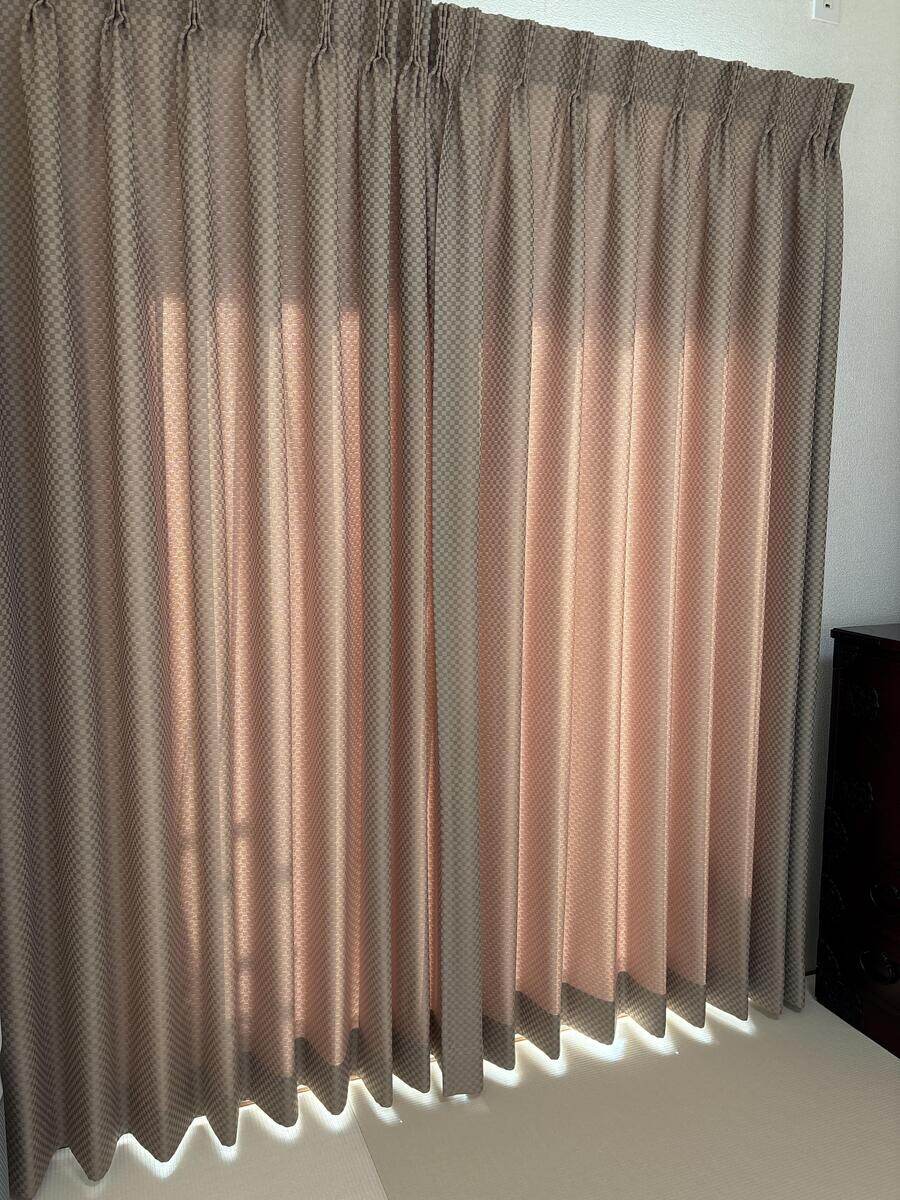 ダミエ カーテン JD-93020 ベージュ