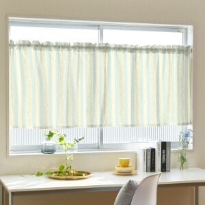 アメリア カフェカーテン J-33002 ブルー