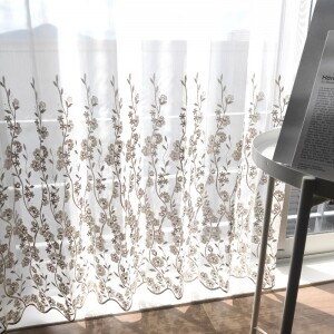 エマ レースカーテン J-92848R ゴールド