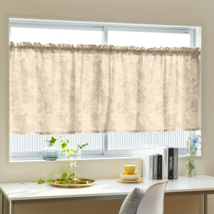 スクラブ カフェカーテン J-96003 ブラウン