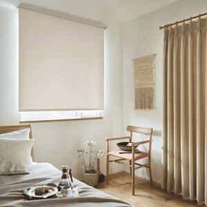 ロールスクリーン-ファブリックウォッシャブル遮光 ピンクベージュ JC-6148