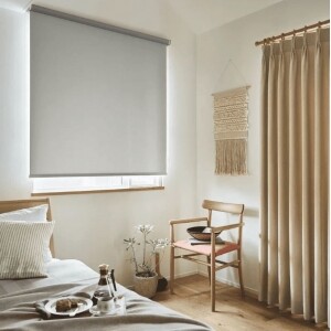 ロールスクリーン-ファブリックウォッシャブル遮光 ライトグレー JC-6149