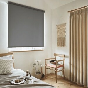 ロールスクリーン-ファブリックウォッシャブル遮光 チャコールグレー JC-6152