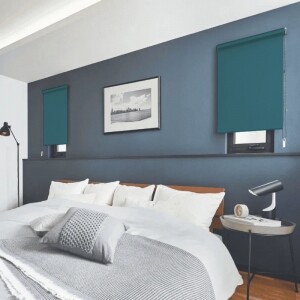 ロールスクリーン-ウォッシャブル遮光 ターコイズブルー JC-6183