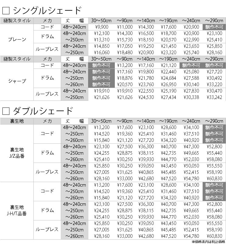 価格表