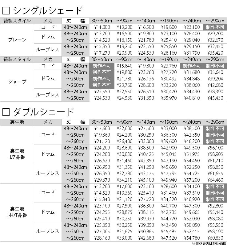 価格表