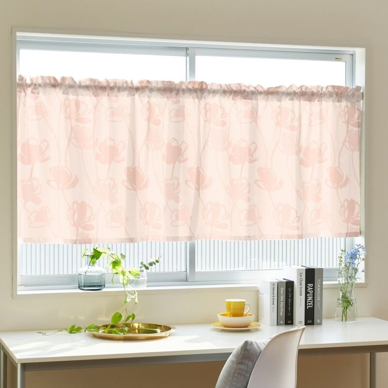 チューリップ カフェカーテン J ピンク 公式 ジャストカーテン オンラインショップ