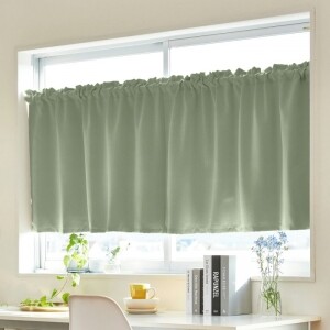 ツル カフェカーテン JD-67291R スモークグリーン0