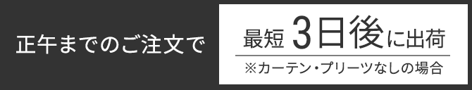 正午までのご注文で最短3日後に出荷 ※カーテン・プリーツなしの場合